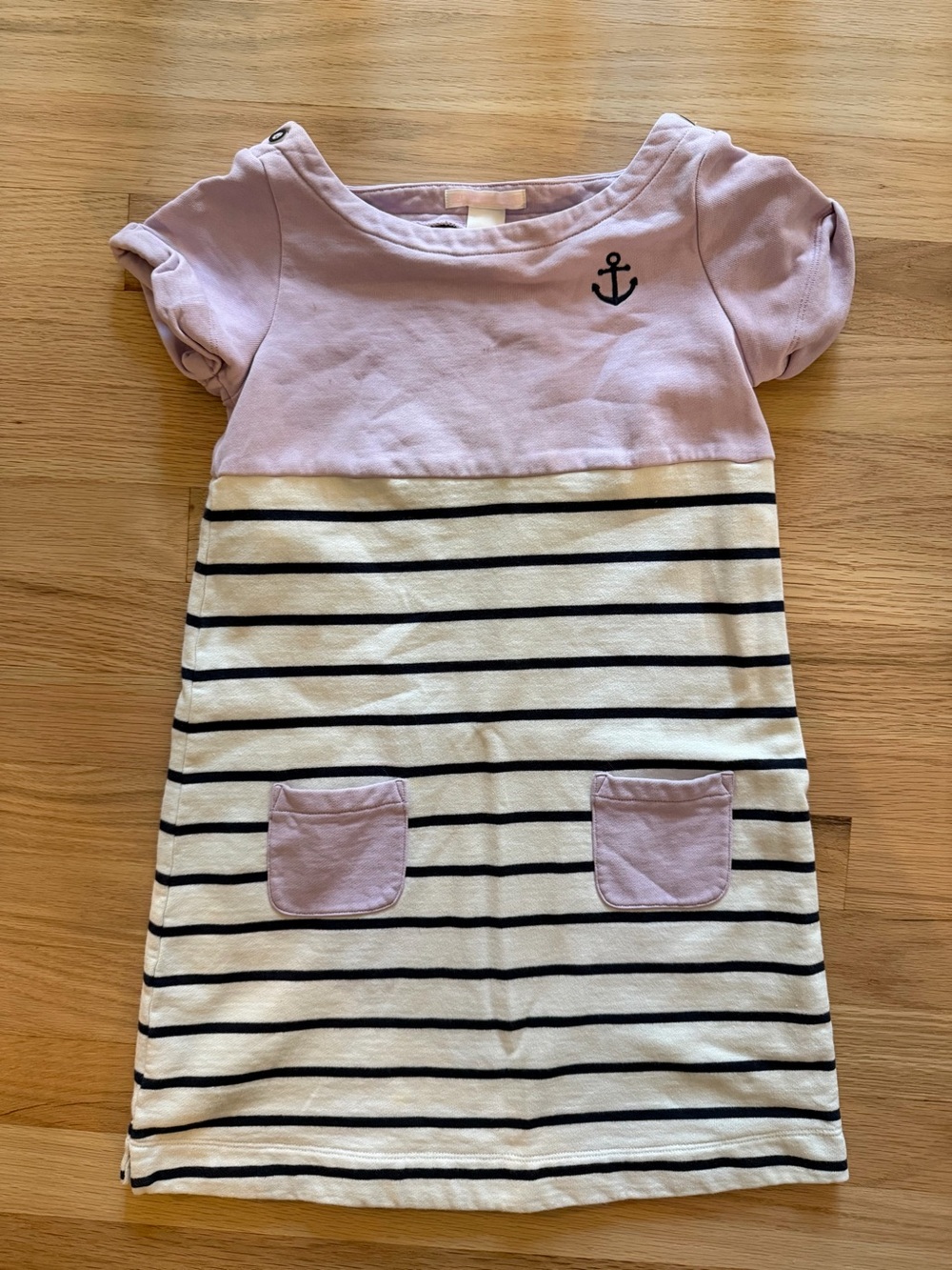 Janie and Jack Lavender and Black Striped Nautical Dress